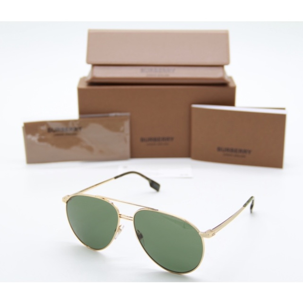 NEW BURBERRY BE3108 1017/71 AVITOR SUNGLASSES BURBERRY B 3108 GREEN AVIATOR - Picture 7 of 11